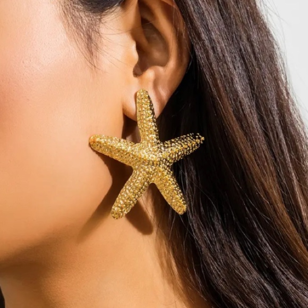 Big Starfish Stud Earrings